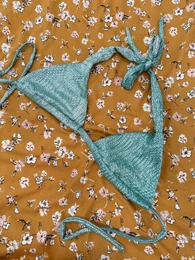 Montce Shimmer Teal Triangle Bikini Top